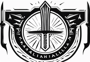 Valhalla steps shield sword tattoo idea