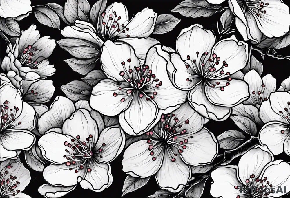Cherry Blossom with the words RIP Andrew tattoo idea