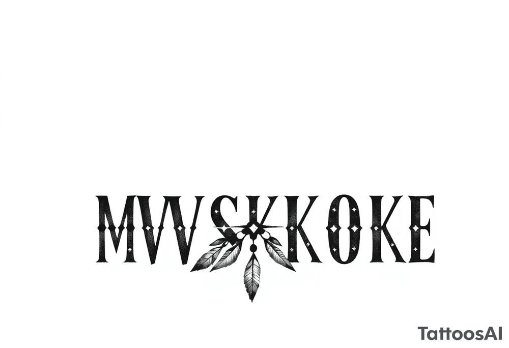 The word “MVSKOKE” shaded with Native American print tattoo idea The word “MVSKOKE” shaded with Native American print tattoo idea