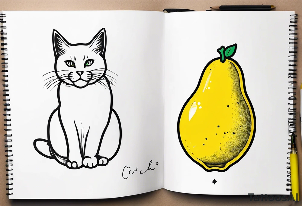 a lemon and a cat paw tattoo idea