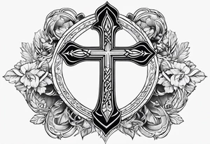 Rock music and cross tattoo idea