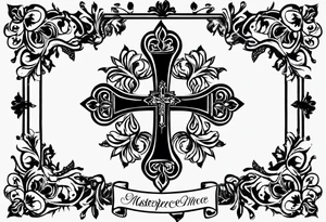 Create a small wrist sized tattoo that has Proverbs 31:25 "She is clothed with strength and dignity, and she laughs without fear of the future"

I would like a cross with text wrapped around it tattoo idea