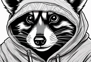 raccoon wearing a Superman hoodie tattoo idea