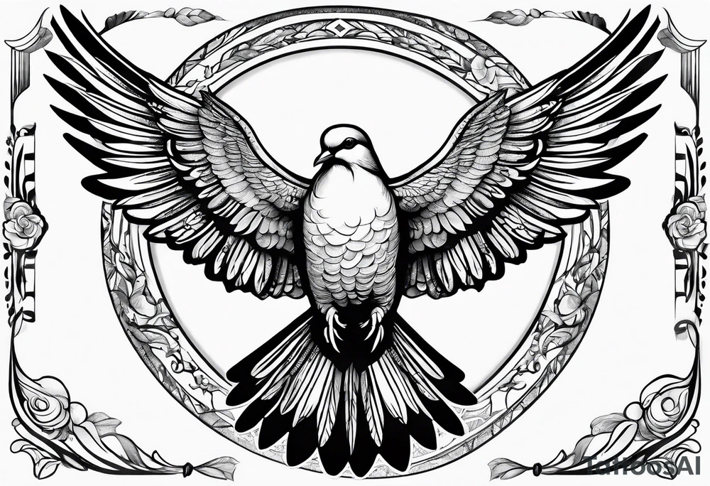 Dove flying horizontally tattoo idea