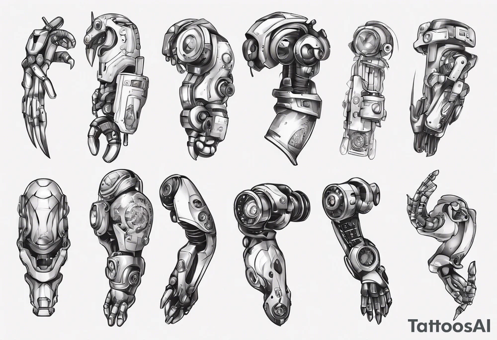 robotic forearm tattoo idea