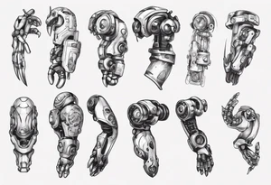 robotic forearm tattoo idea