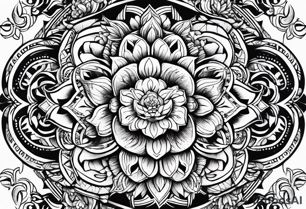 Moko with only flowers and patterns tattoo idea