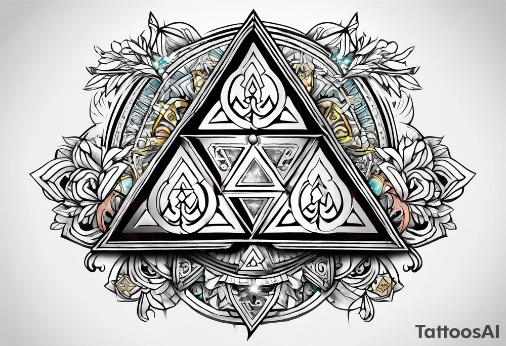 Triforce from the Zelda series highlighting courage And femininity tattoo idea