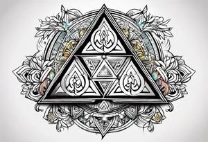 Triforce from the Zelda series highlighting courage And femininity tattoo idea