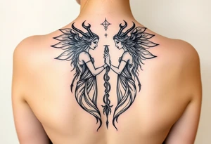 Goddesses Hecate and Freya intertwined by magic. tattoo idea