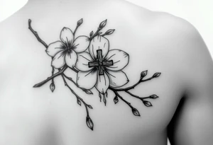 cherry blossom with the cross inside and some of the branches wrapping around it on my inner arm tattoo idea