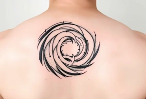 spirally flowing space with stipple shading tattoo idea