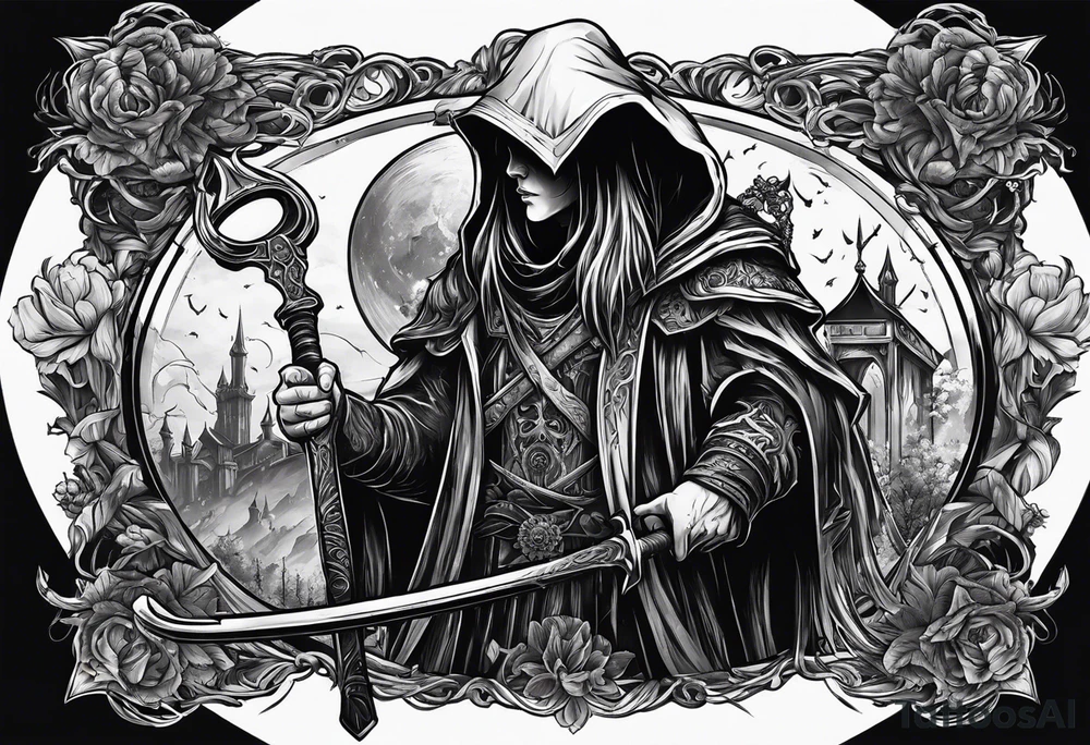 necromancer with Scythe tattoo idea