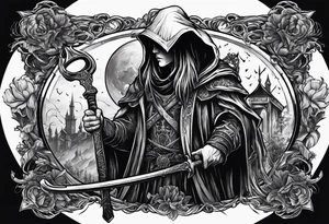 necromancer with Scythe tattoo idea