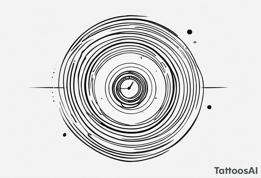 Create a tattoo featuring both light speed trails and a time travel portal. The design should seamlessly blend luminous trails suggestive of near-light-speed travel with a swirling vortex or wormhole symbolizing time travel tattoo idea
