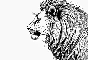 Une tête de lion de profil. tattoo idea