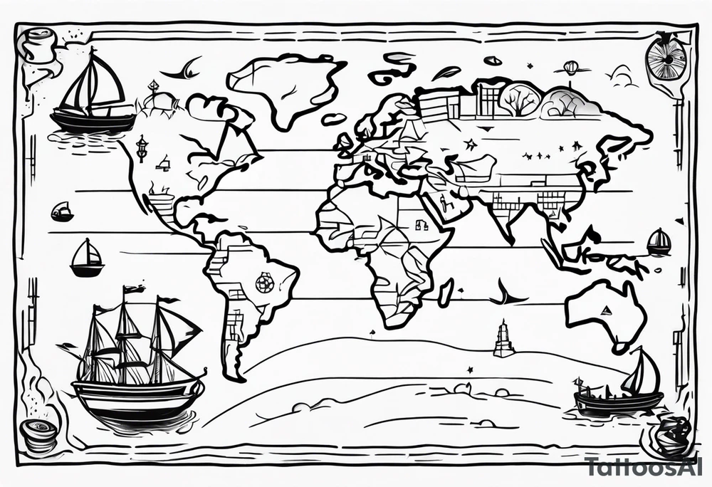 treasure hunt map tattoo idea