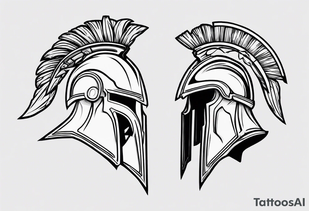 ultra-fine line linework vector of a spartan from the side, spartan spear, spartan shield, laurel wreath tattoo idea