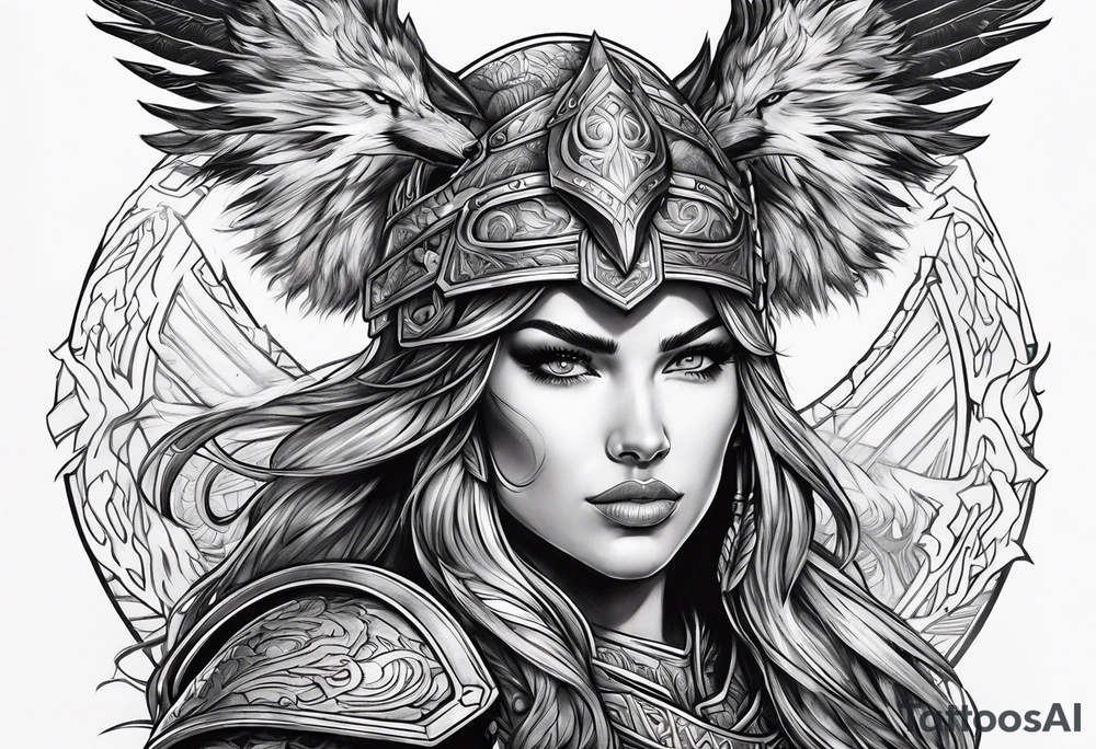 Valkyrie with fenrir tattoo idea