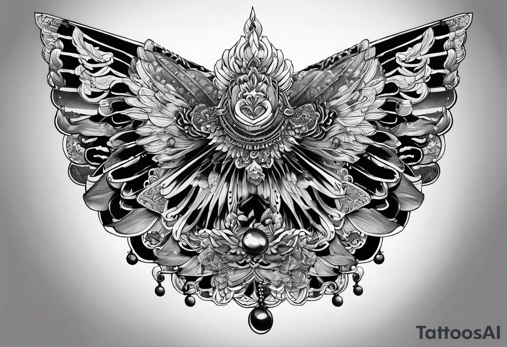 Black Japanese fan tattoo idea