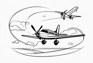 letter R & P and small airplane within the infinity symbol tattoo idea