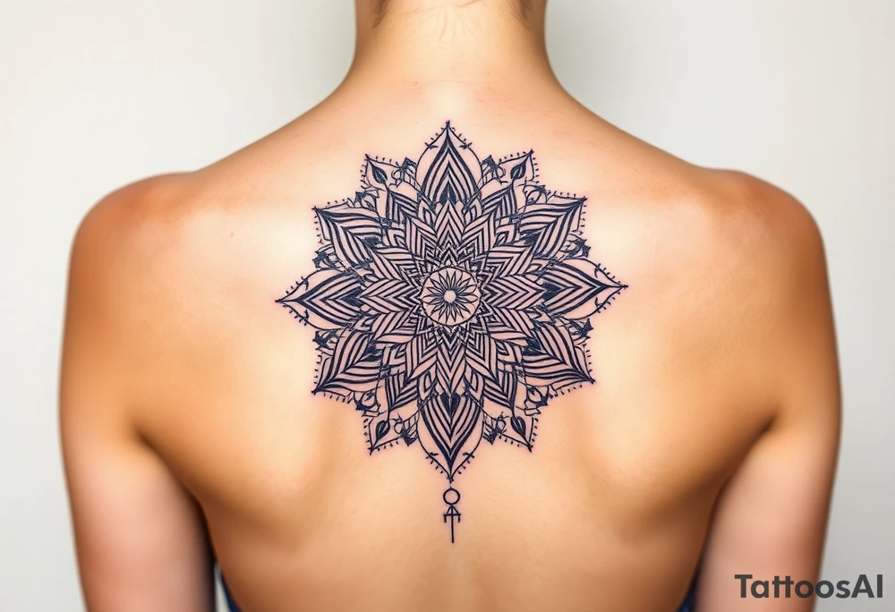 intricate mandala with sacred geometry and cosmic elements tattoo idea