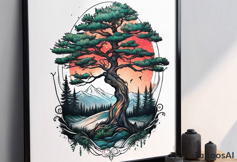 tree in forest tattoo idea