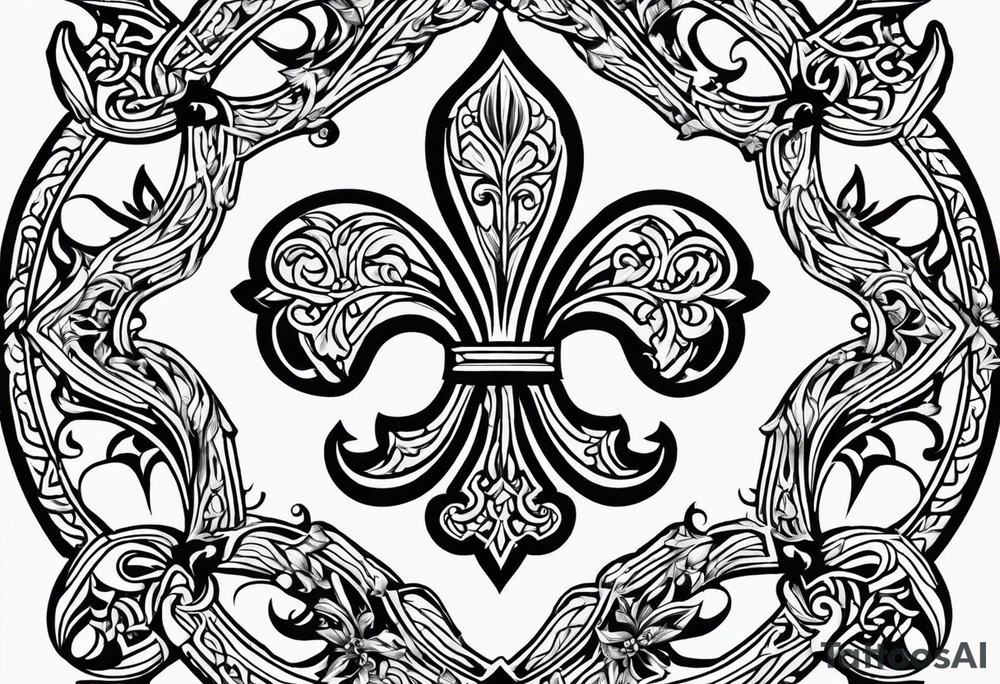 Fleur de lys celtique en flamme tattoo idea