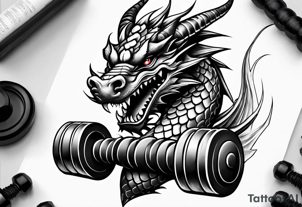 Dragon dumbbell tattoo idea
