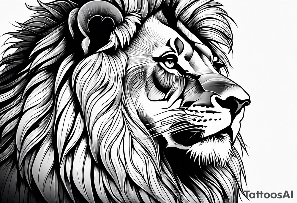 Courageous lion for my shoulder, side profile tattoo idea Courageous lion for my shoulder, side profile tattoo idea