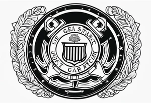 Left arm sleeve tattoo United States Coast Guard tattoo idea