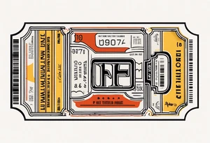 A retro 1970s movie ticket that fine line tattoo idea