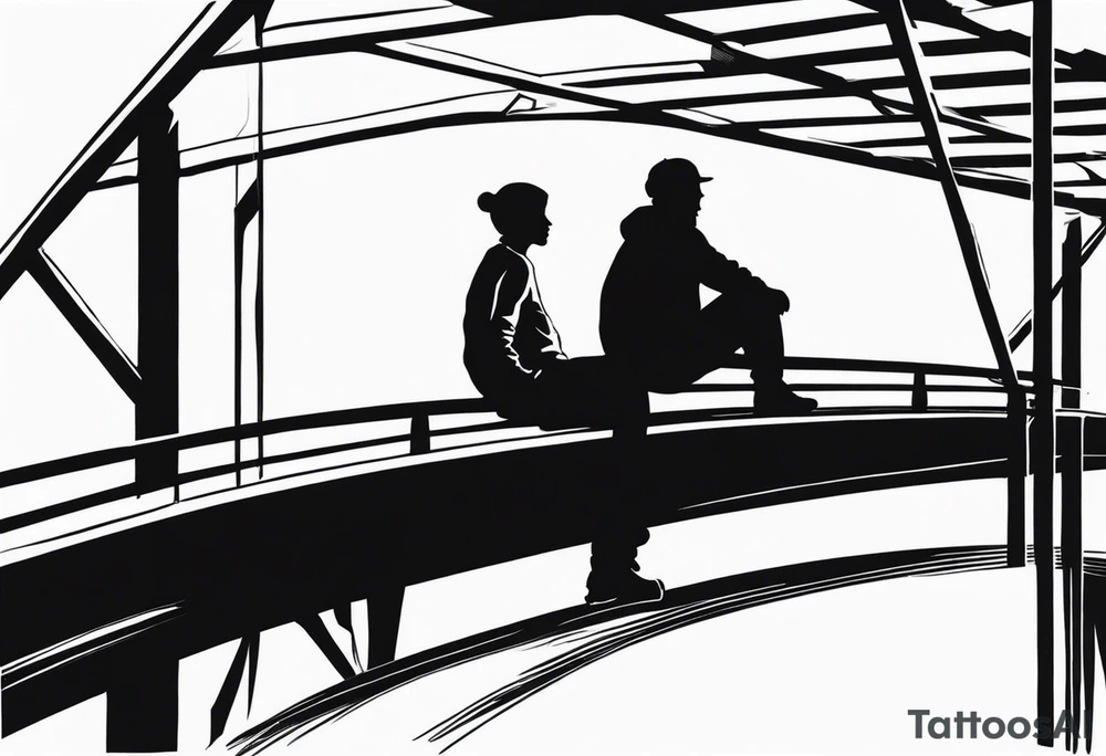 two silhouettes sitting on top of an overpass tattoo idea
