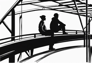 two silhouettes sitting on top of an overpass tattoo idea