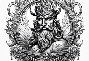 mystical Poseidon trident underwater tattoo idea