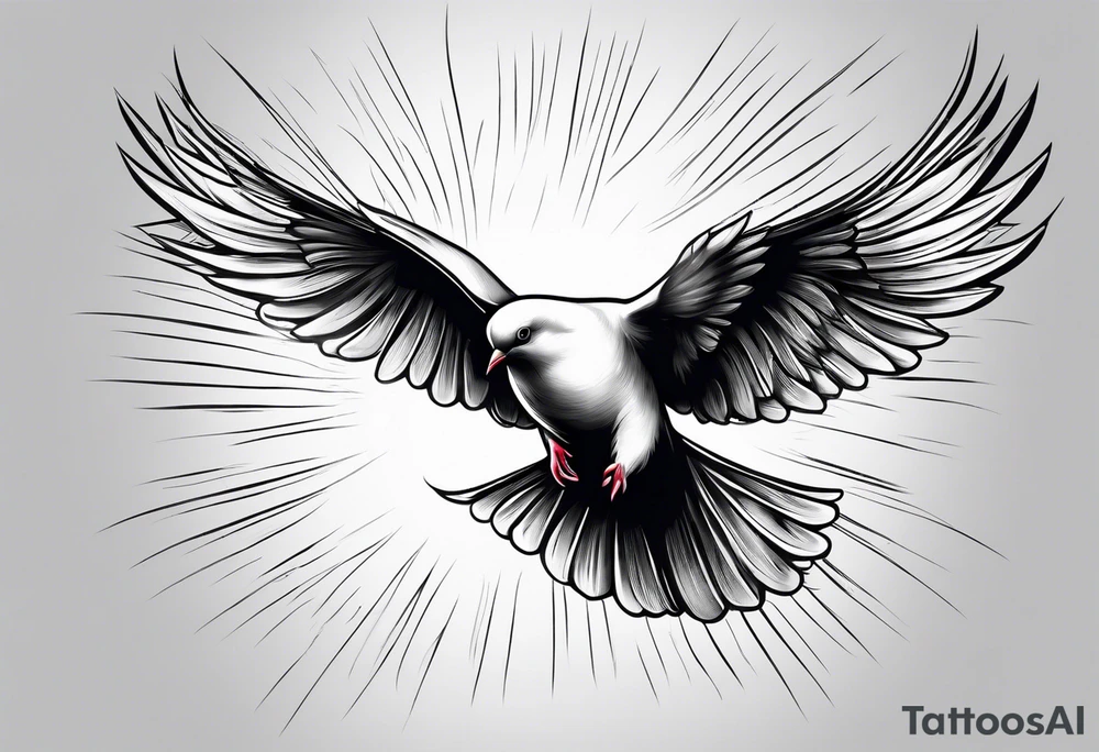 Dove in rays of light tattoo idea