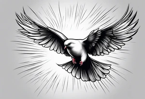 Dove in rays of light tattoo idea