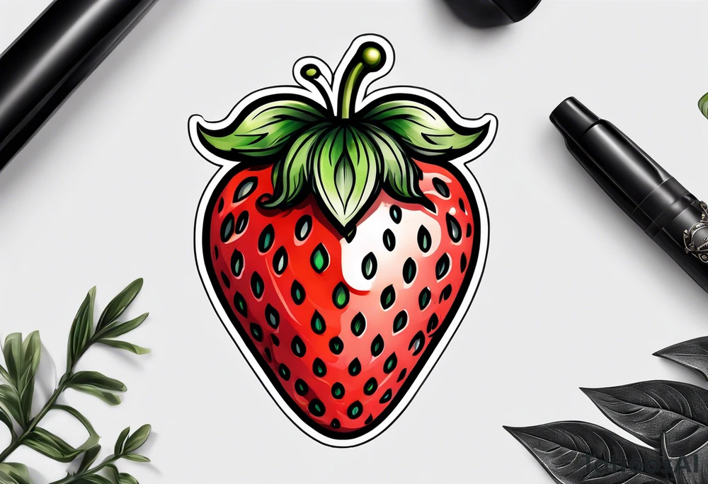 Single Strawberry tattoo idea