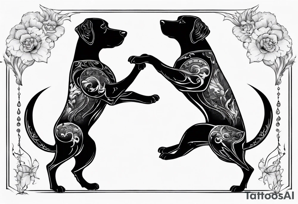 two dogs dancing on their hind legs. tattoo idea