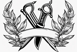 simple memorial tattoo using "13" , laurel leaves and a sword tattoo idea