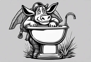 Very epic toilet with donkey from shrek sitting on it tattoo idea