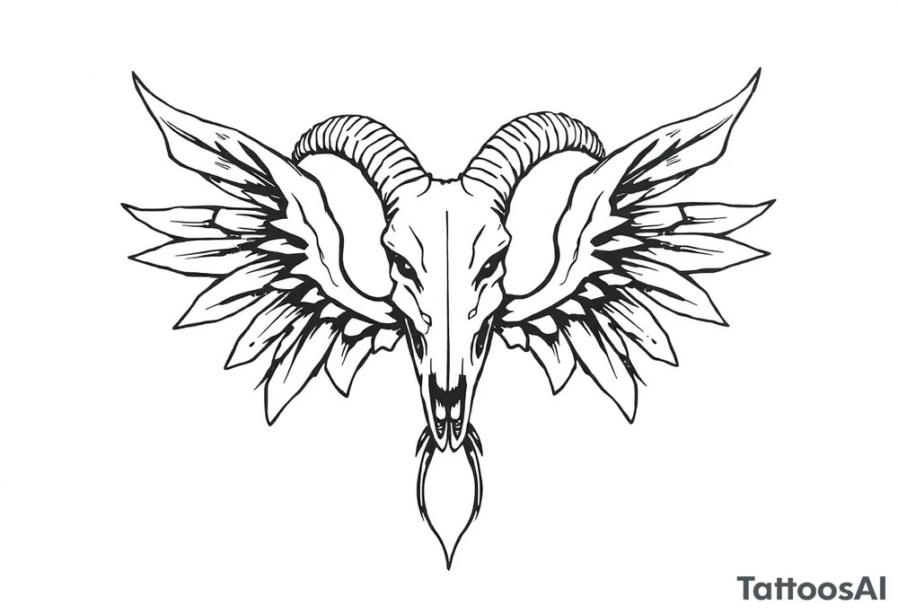 goat bones odd angel surreal tattoo idea