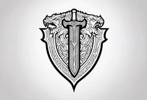 Valhalla prayer sword shield dragon axe tattoo idea