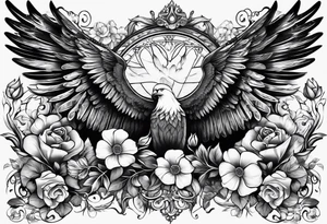 sleeve tattoo full guns and flowers and wings tattoo idea