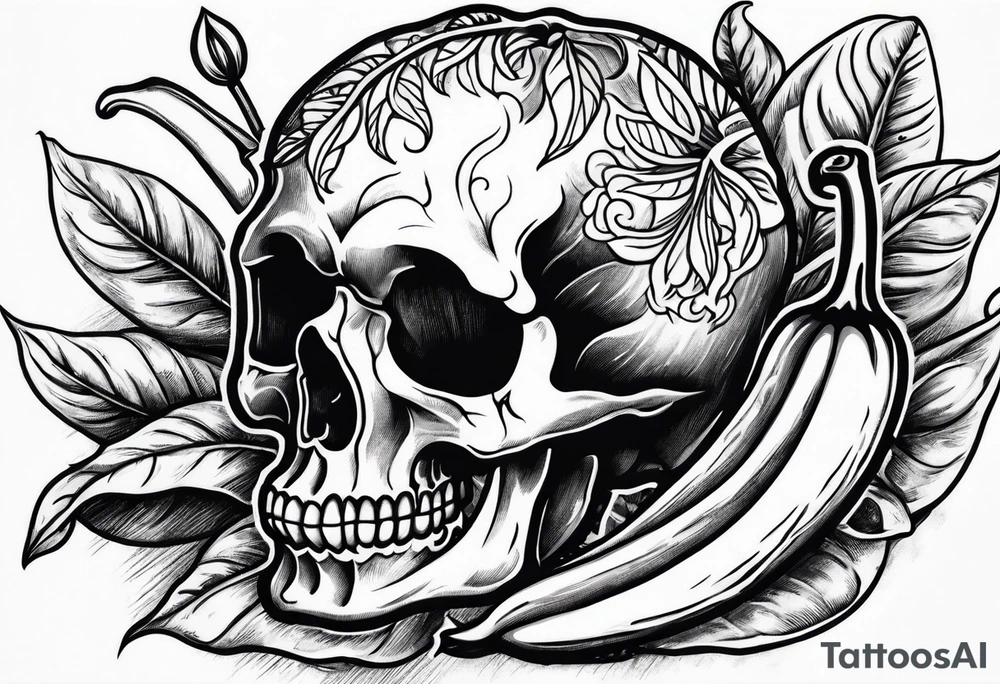 A skull on a chilli pepper tattoo idea