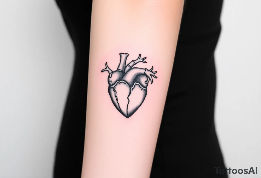 Unique heart skeleton art tattoo idea