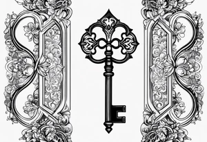 Gothic key with hottwife written on the shank tattoo idea