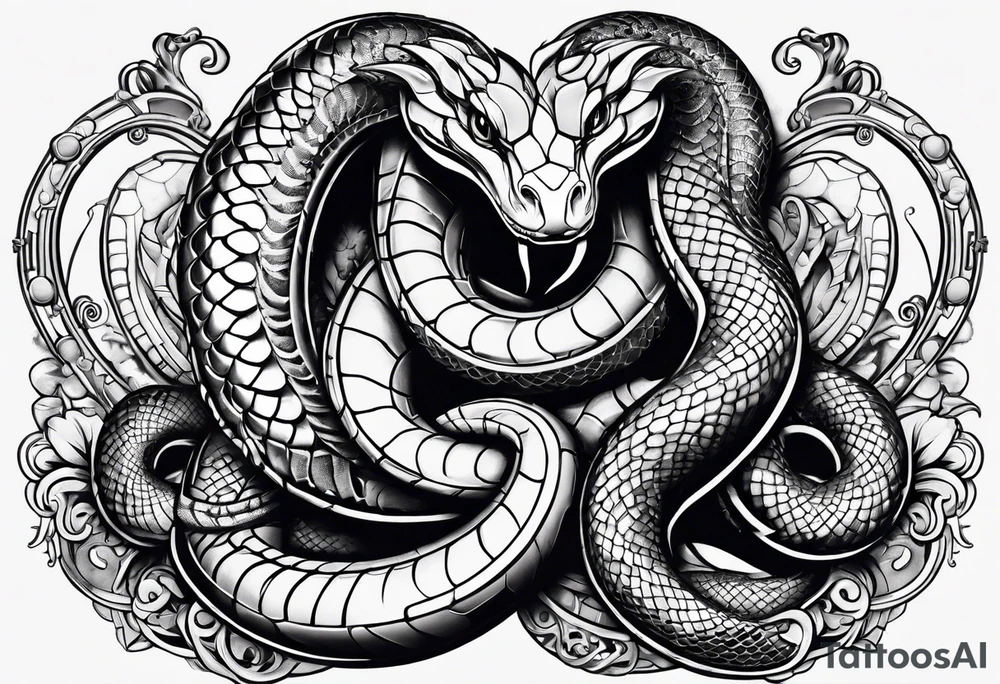 three headed snake in steampunk tattoo idea
