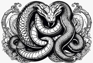 three headed snake in steampunk tattoo idea