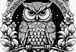 mythical owl tattoo idea